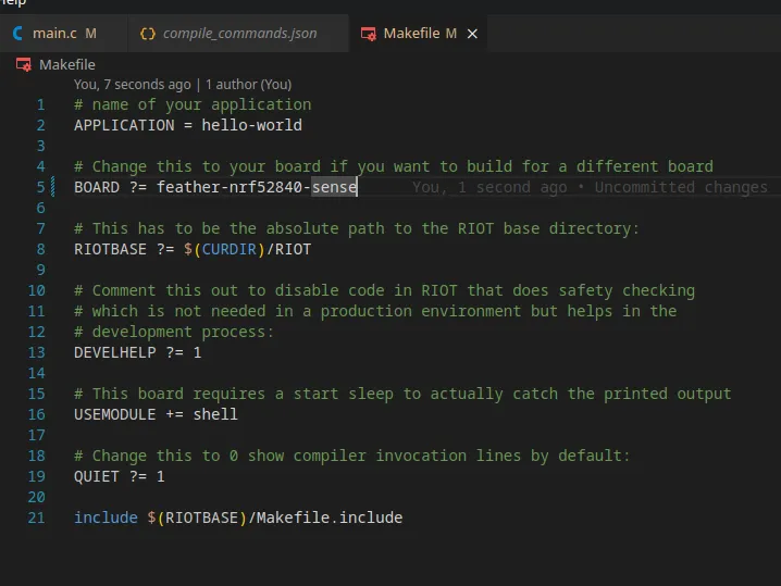 The board variable in Visual Studio Code